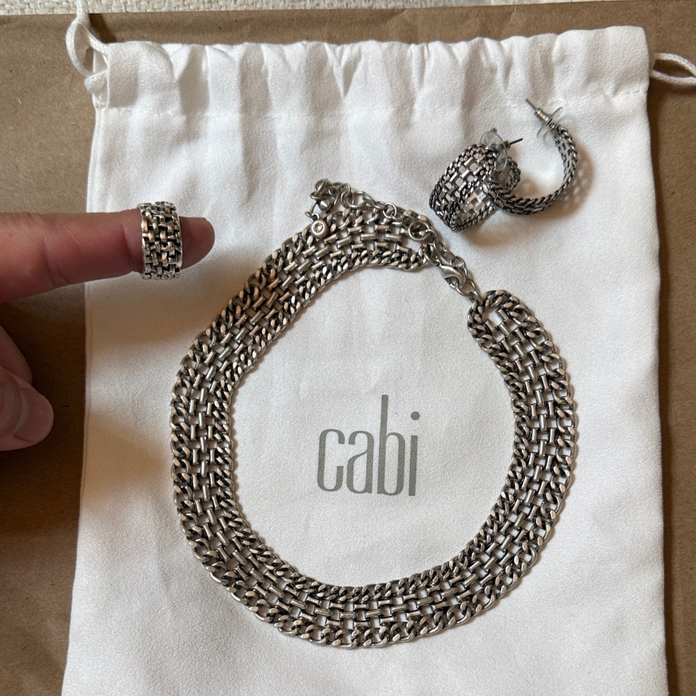 CAbi Silver Statement Necklace with Intricate Metalwork